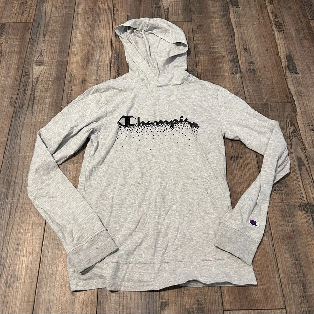 Champion Youth Large Gray Long‎ Sleeve Shirt with Hoodie